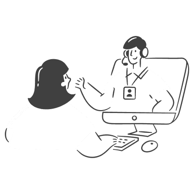 An illustration depicting a man and woman seated together at a computer, engaged in conversation about corporate compliances.