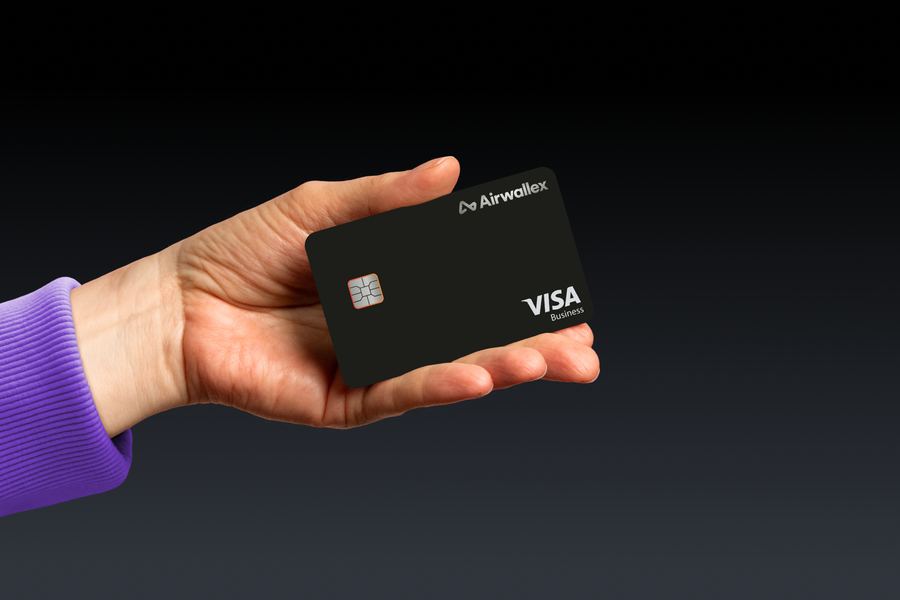 Airwallex Visa Business corporate card held in hand